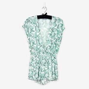 Rails Vera Romper Green Palm Leaf Size S Cover Up Tropical Beach Vacation Summer